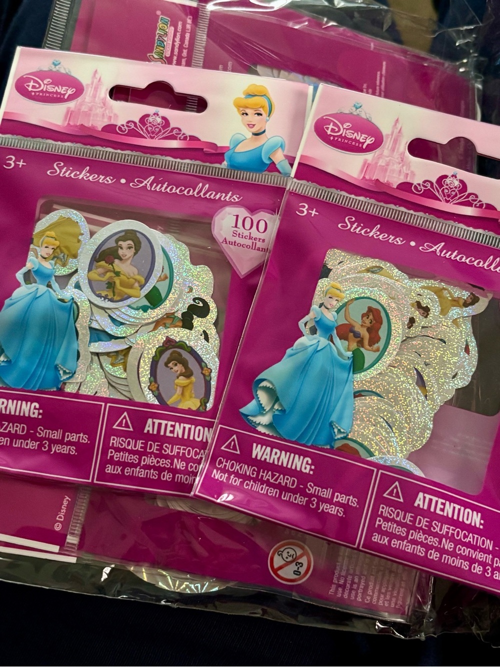 Vintage Disney Princess Glitter Sticker Packs Lot of 8 Sealed 100/each pack